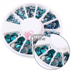 Carusel 3D pentru unghii C083 cu strasuri din Cristale Turcoaz 400 buc 1,5-5mm